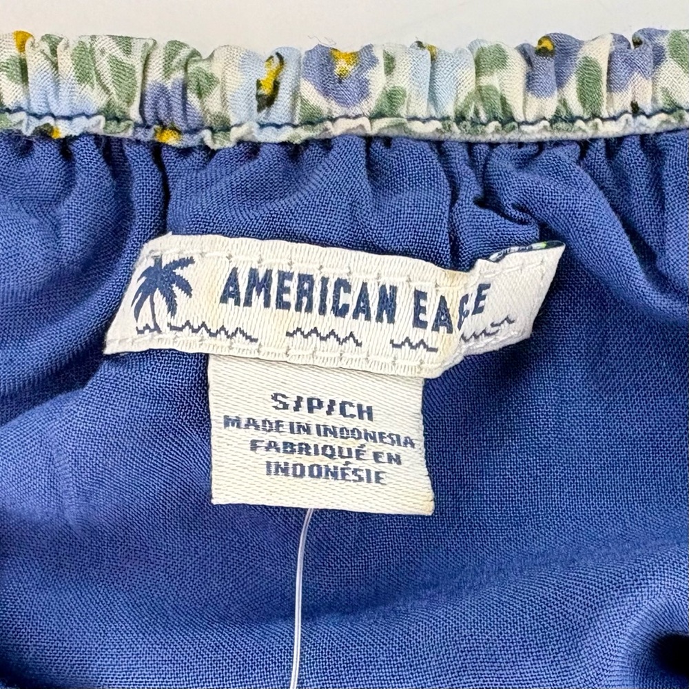 American Eagle Floral Crop Top Blue Cottagecore Small - Picture 6 of 12